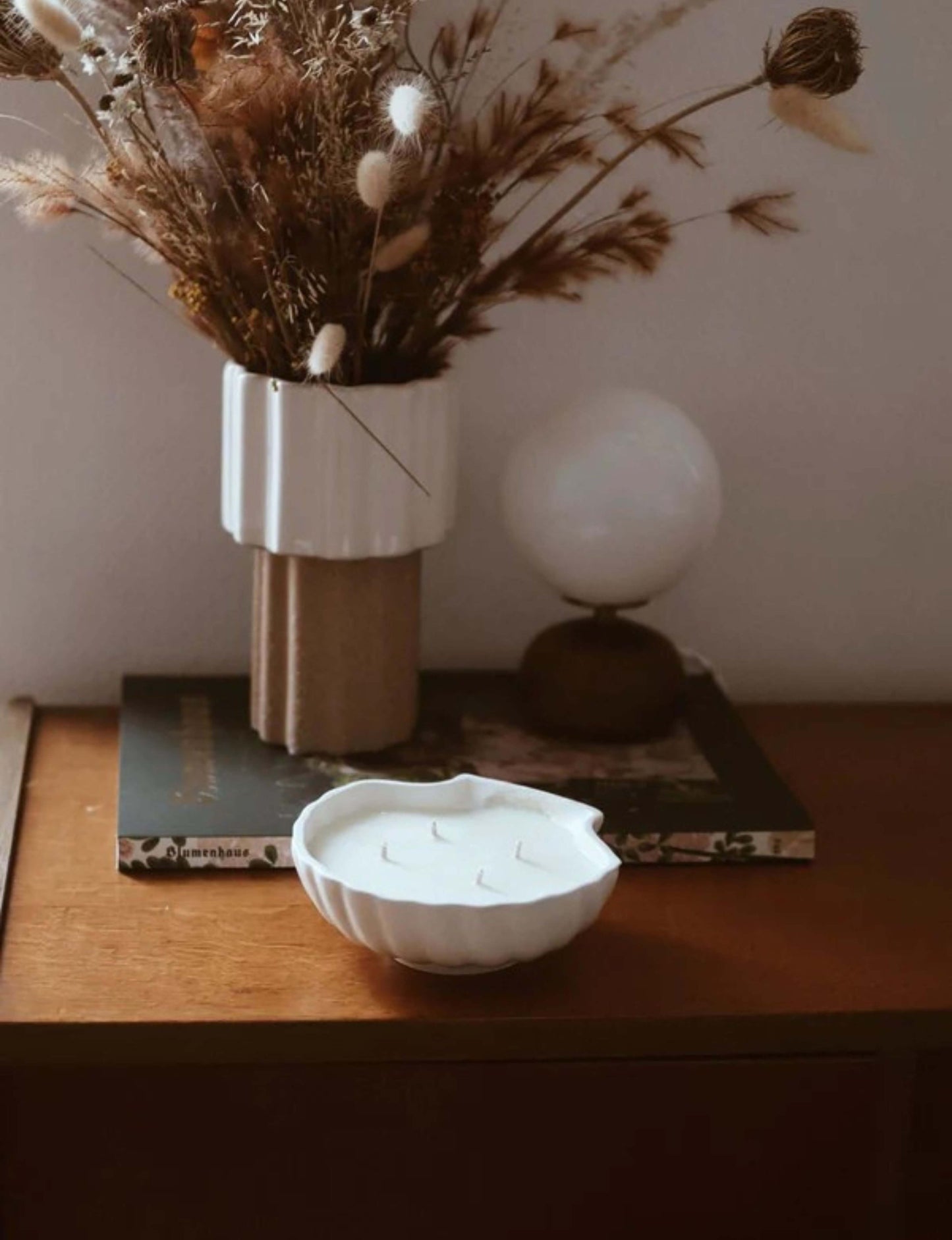 bougie coquillage blanc deco