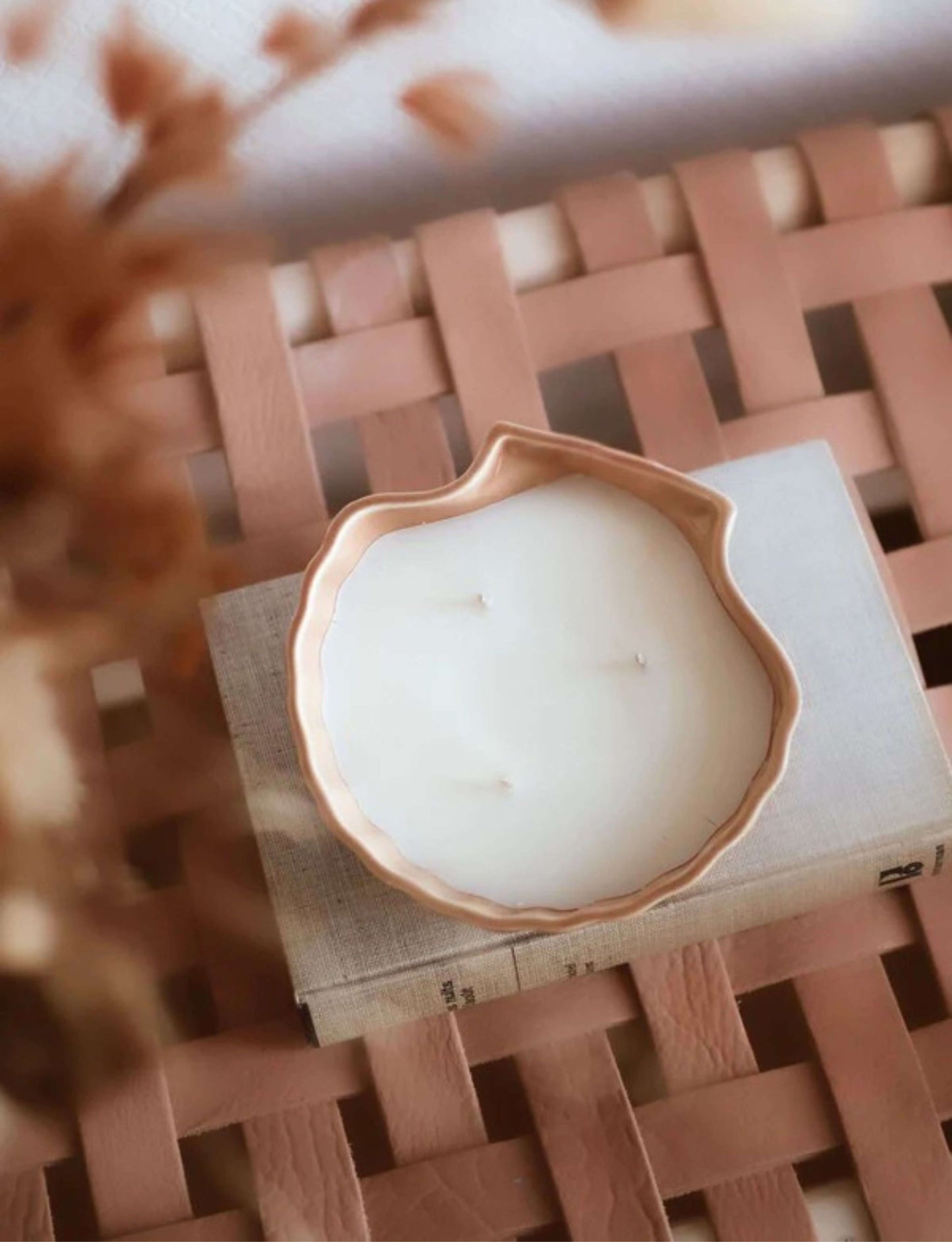 Bougie coquillage ceramique déco