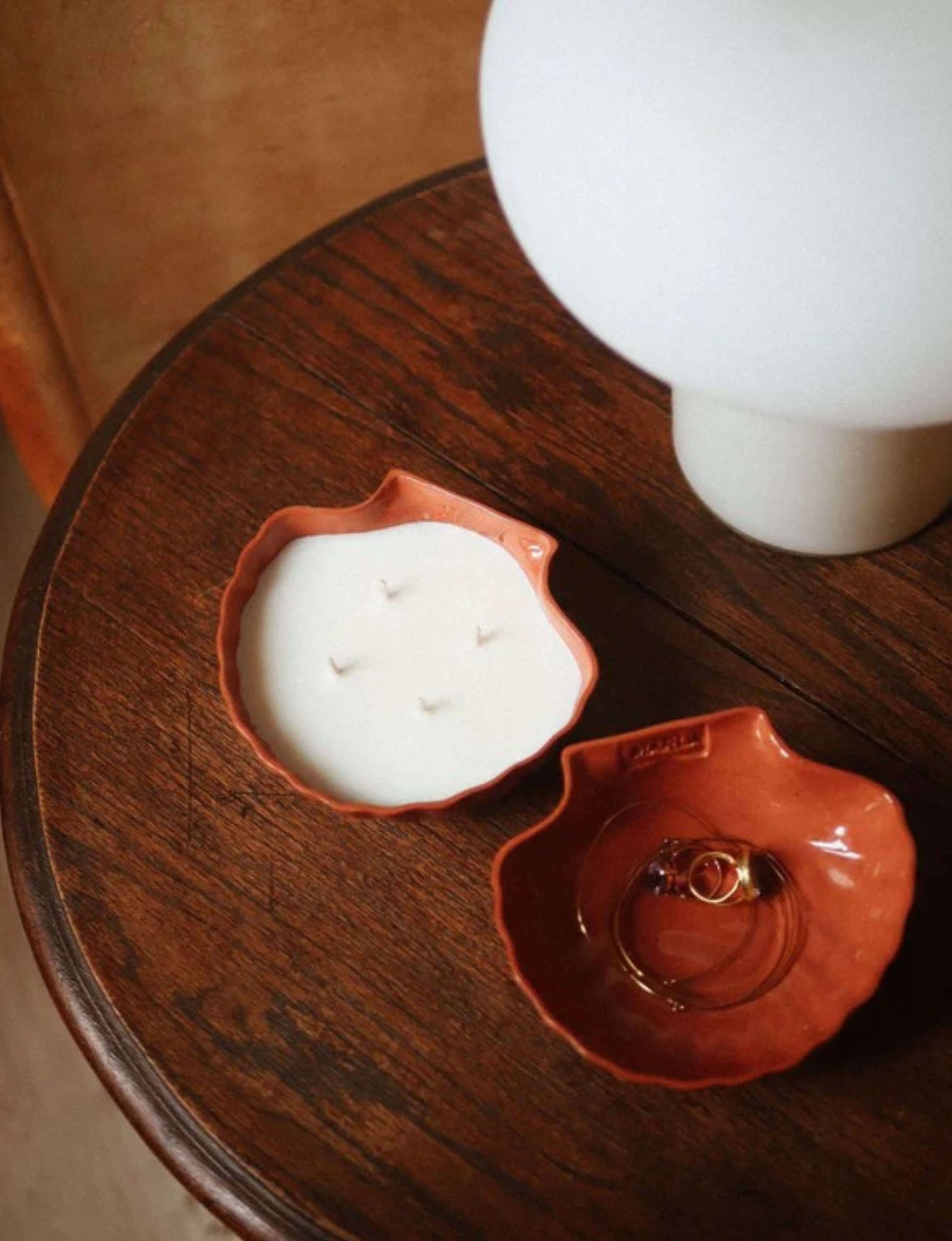 bougie coquillage BEATA fabriquée à marseille réutilisation coupelle à bijoux