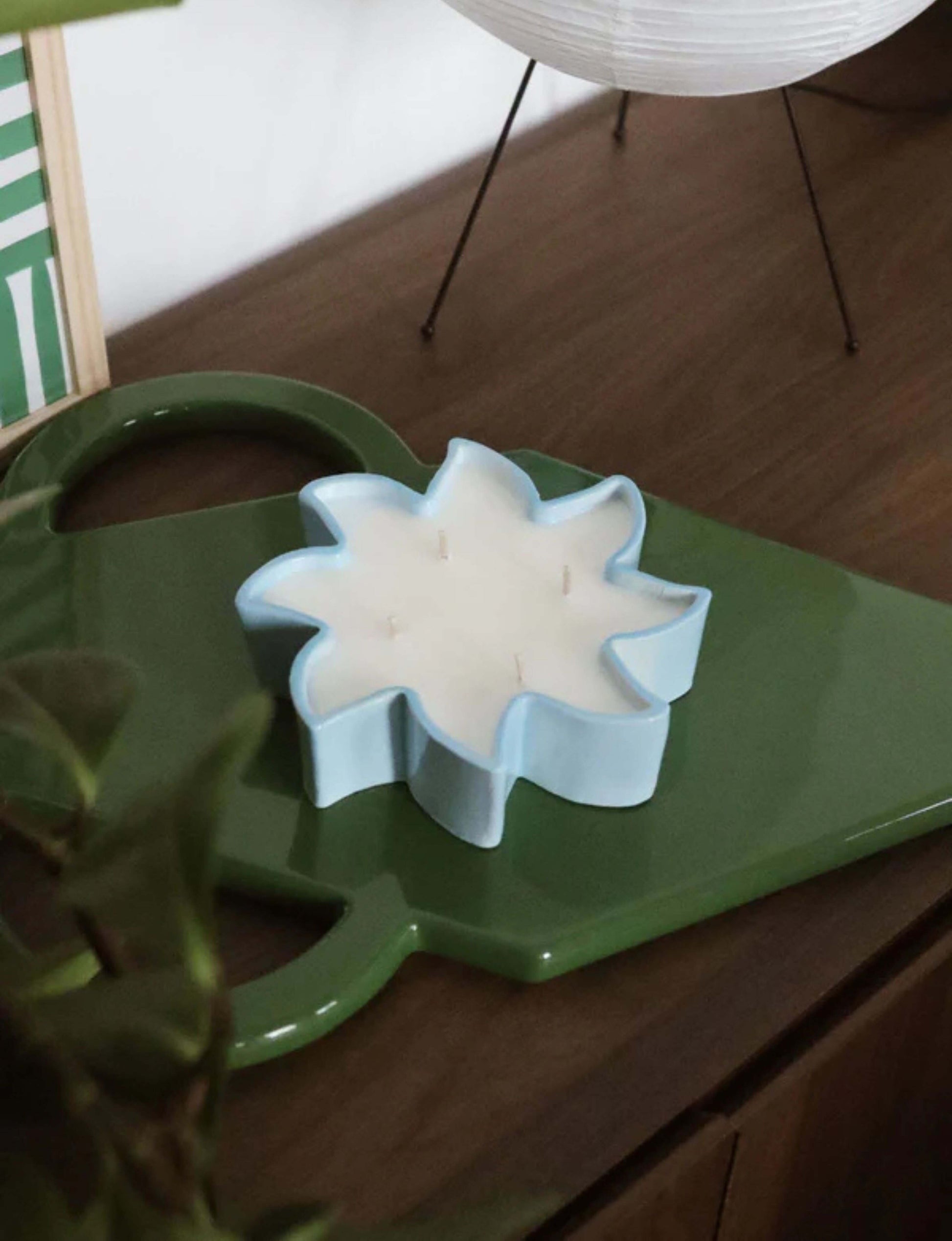 bougie soleil marseille en céramique bleu ciel