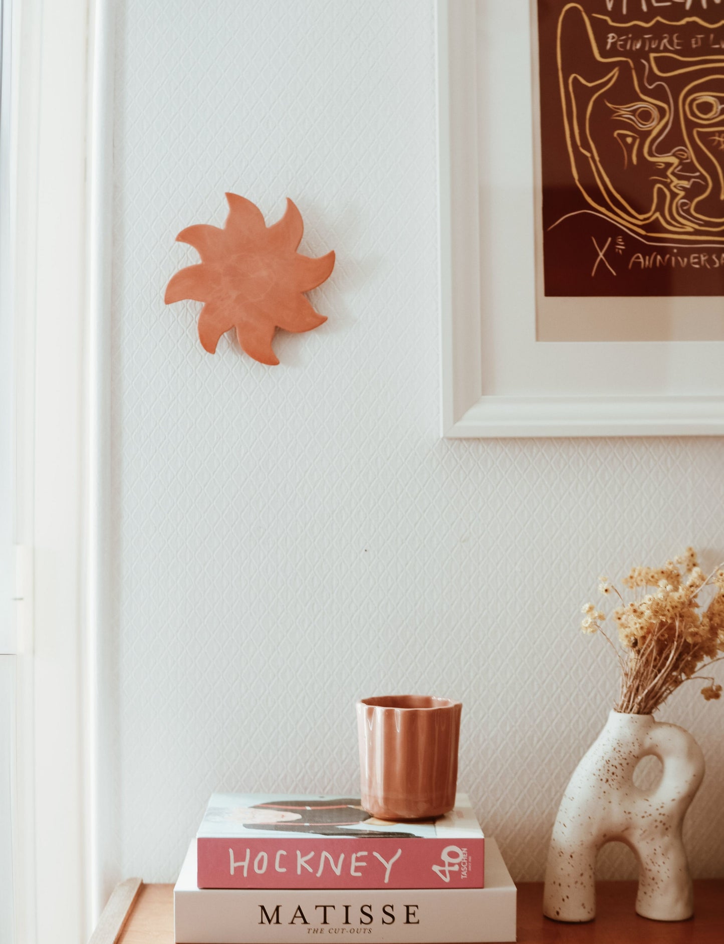 Soleil Décoratif Mural Terre Cuite Emaillée