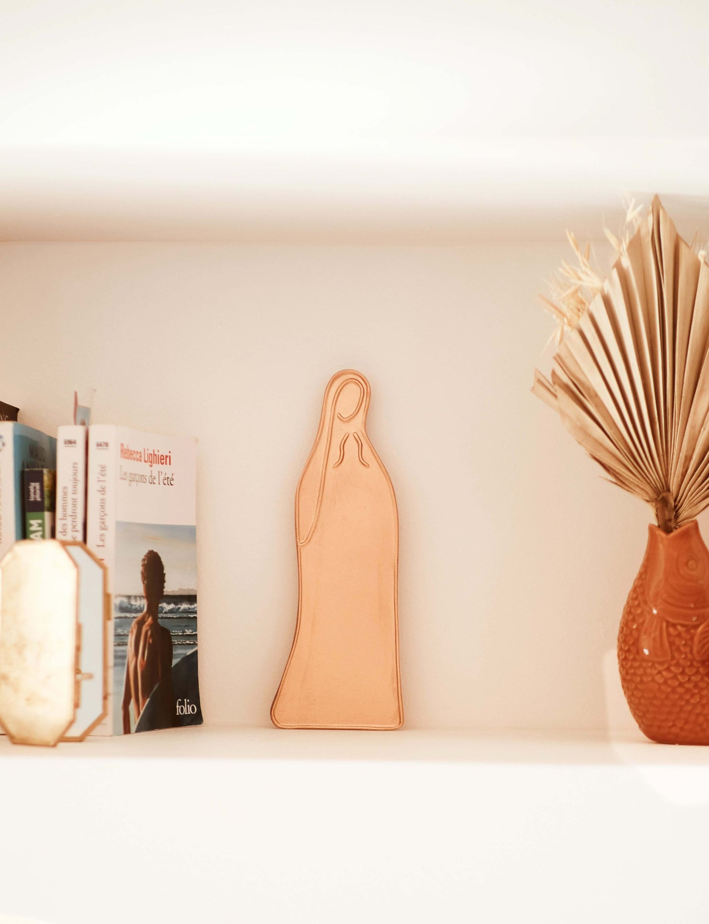 Vierge Céramique Murale – Or Pâle