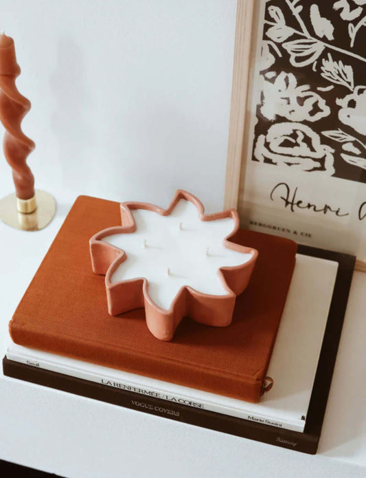 Bougie soleil en céramique terre cuite BEATA