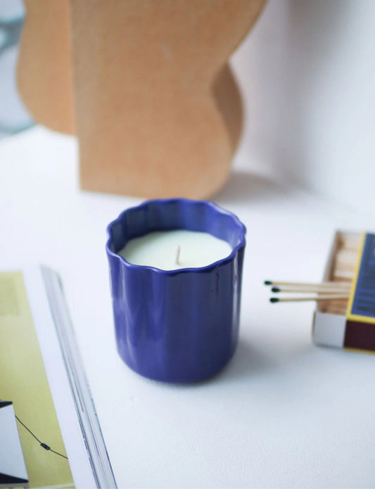 bougie tasse céramique bleu klein 