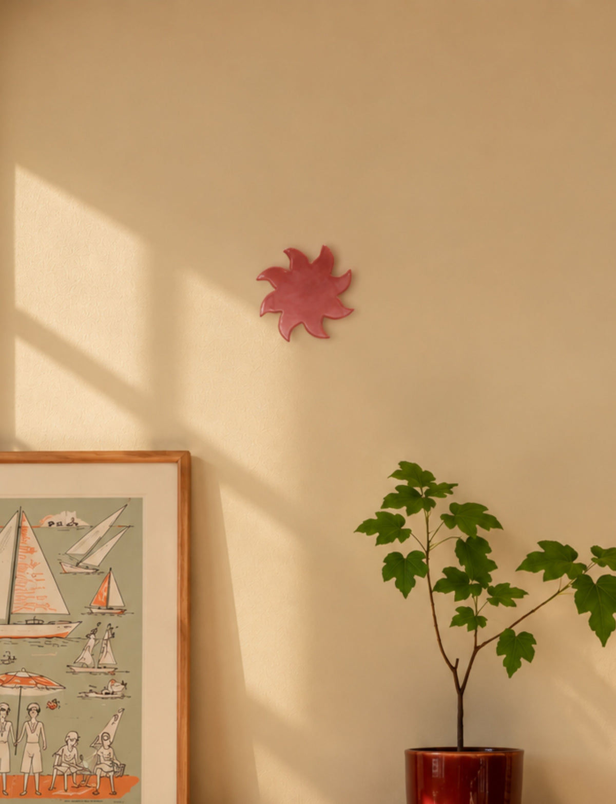 Soleil Décoratif Mural Rose Grenat