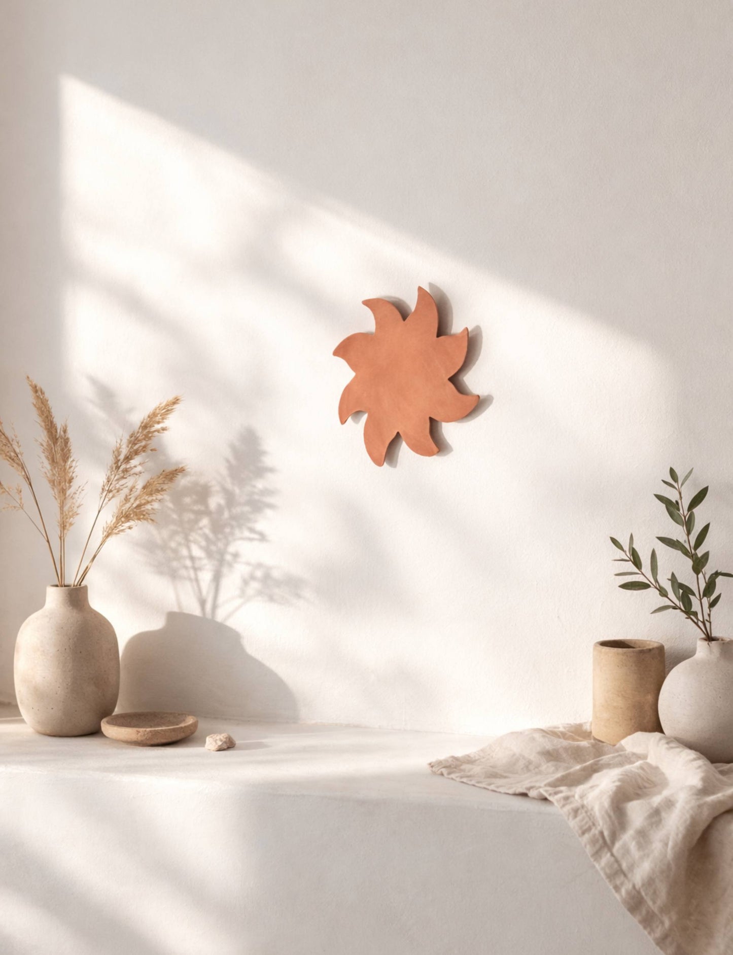 Soleil Décoratif Mural Terre Cuite Brute