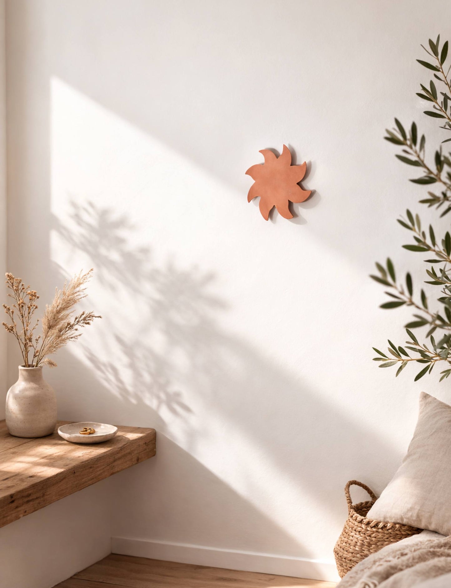 Soleil Décoratif Mural Terre Cuite Brute