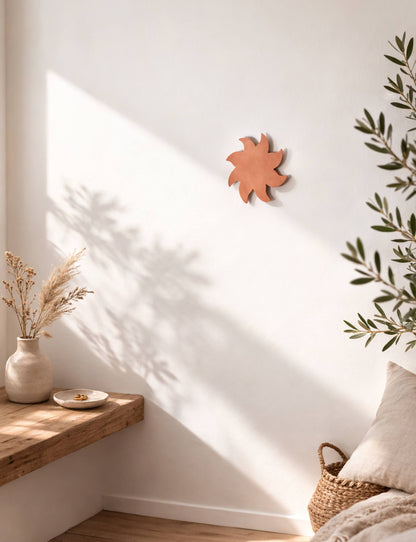 Soleil Décoratif Mural Terre Cuite Brute