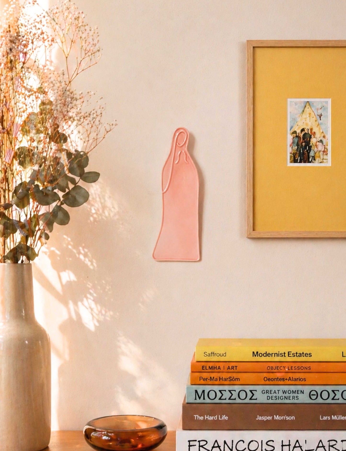 Vierge Céramique Murale – Rose Poudré